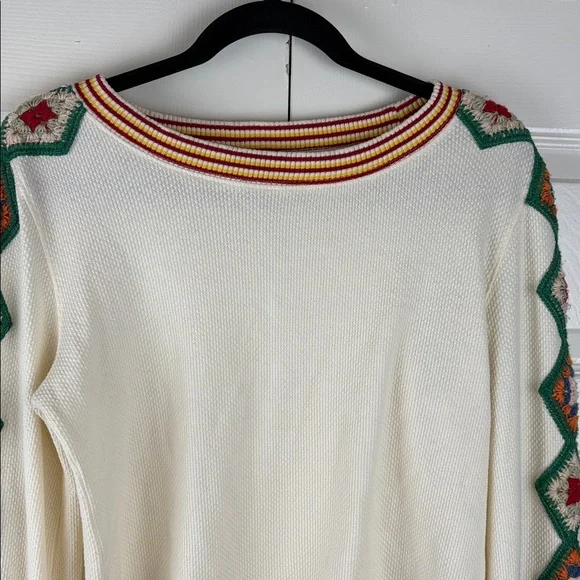 We The Free Crochet Granny Square Sleeve Boho Top Size Large - Picture 4 of 12